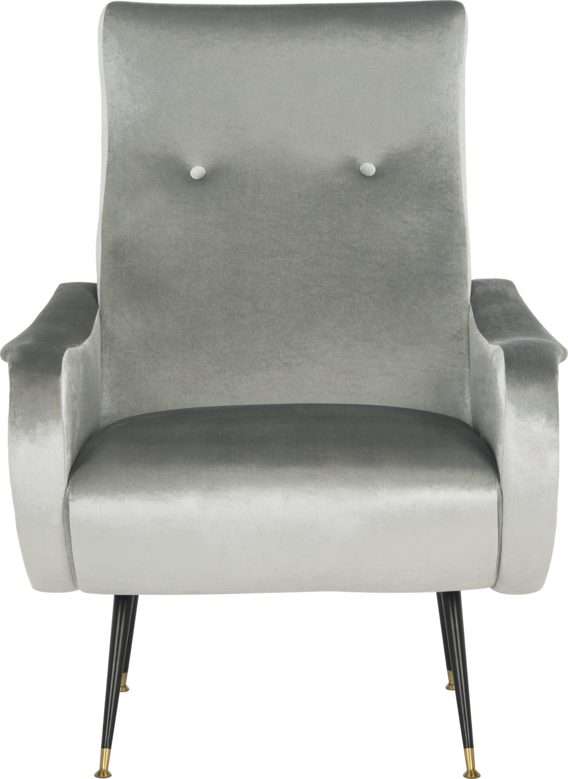 Safavieh Elicia Velvet Retro Mid Century Accent Chair Light Grey Furniture main image