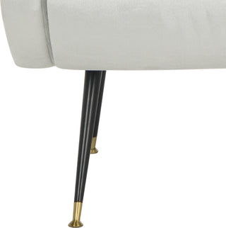 Safavieh Elicia Velvet Retro Mid Century Accent Chair Light Grey Furniture 