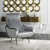 Safavieh Elicia Velvet Retro Mid Century Accent Chair Light Grey  Feature