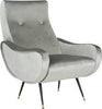 Safavieh Elicia Velvet Retro Mid Century Accent Chair Light Grey Furniture 