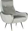 Safavieh Elicia Velvet Retro Mid Century Accent Chair Light Grey Furniture 