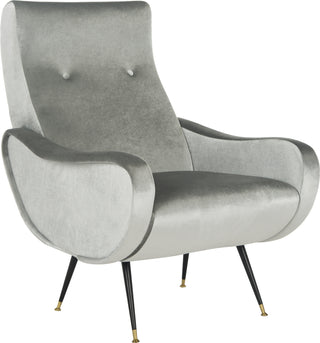 Safavieh Elicia Velvet Retro Mid Century Accent Chair Light Grey Furniture 