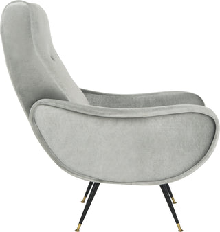 Safavieh Elicia Velvet Retro Mid Century Accent Chair Light Grey Furniture 