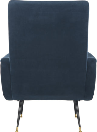 Safavieh Elicia Velvet Retro Mid Century Accent Chair Navy Furniture 