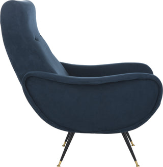 Safavieh Elicia Velvet Retro Mid Century Accent Chair Navy Furniture 