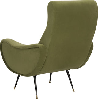 Safavieh Elicia Velvet Retro Mid Century Accent Chair Hunter Green Furniture 