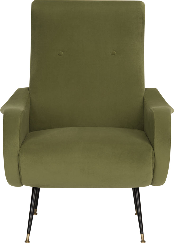 Safavieh Elicia Velvet Retro Mid Century Accent Chair Hunter Green Furniture main image