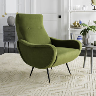 Safavieh Elicia Velvet Retro Mid Century Accent Chair Hunter Green  Feature