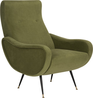 Safavieh Elicia Velvet Retro Mid Century Accent Chair Hunter Green Furniture 