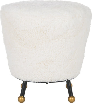 Safavieh Oriana Retro Sheepskin Ottoman Beige Furniture 