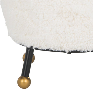 Safavieh Oriana Retro Sheepskin Ottoman Beige Furniture 