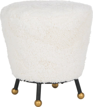 Safavieh Oriana Retro Sheepskin Ottoman Beige Furniture 