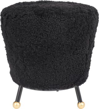 Safavieh Oriana Retro Sheepskin Ottoman Black Furniture 