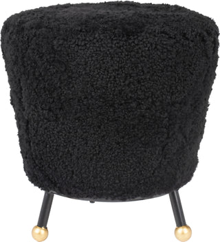 Safavieh Oriana Retro Sheepskin Ottoman Black Furniture main image