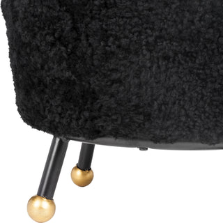 Safavieh Oriana Retro Sheepskin Ottoman Black Furniture 