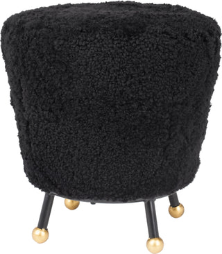 Safavieh Oriana Retro Sheepskin Ottoman Black Furniture 