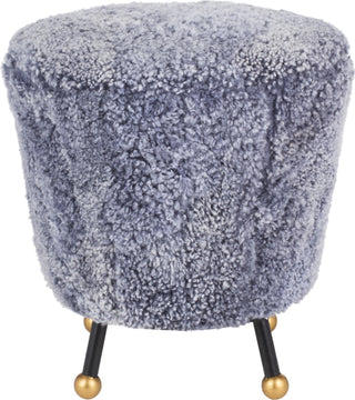 Safavieh Oriana Retro Sheepskin Ottoman Light Blue Furniture 