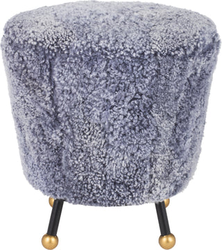 Safavieh Oriana Retro Sheepskin Ottoman Light Blue Furniture main image