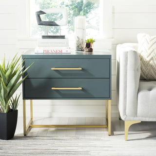 Safavieh Estelle Nightstand Steel Teal Furniture 