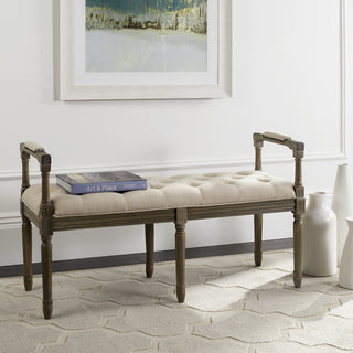 Safavieh Raiden Linen Rustic Oak Bench Beige  Feature