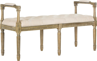 Safavieh Raiden Linen Rustic Oak Bench Beige and Furniture 