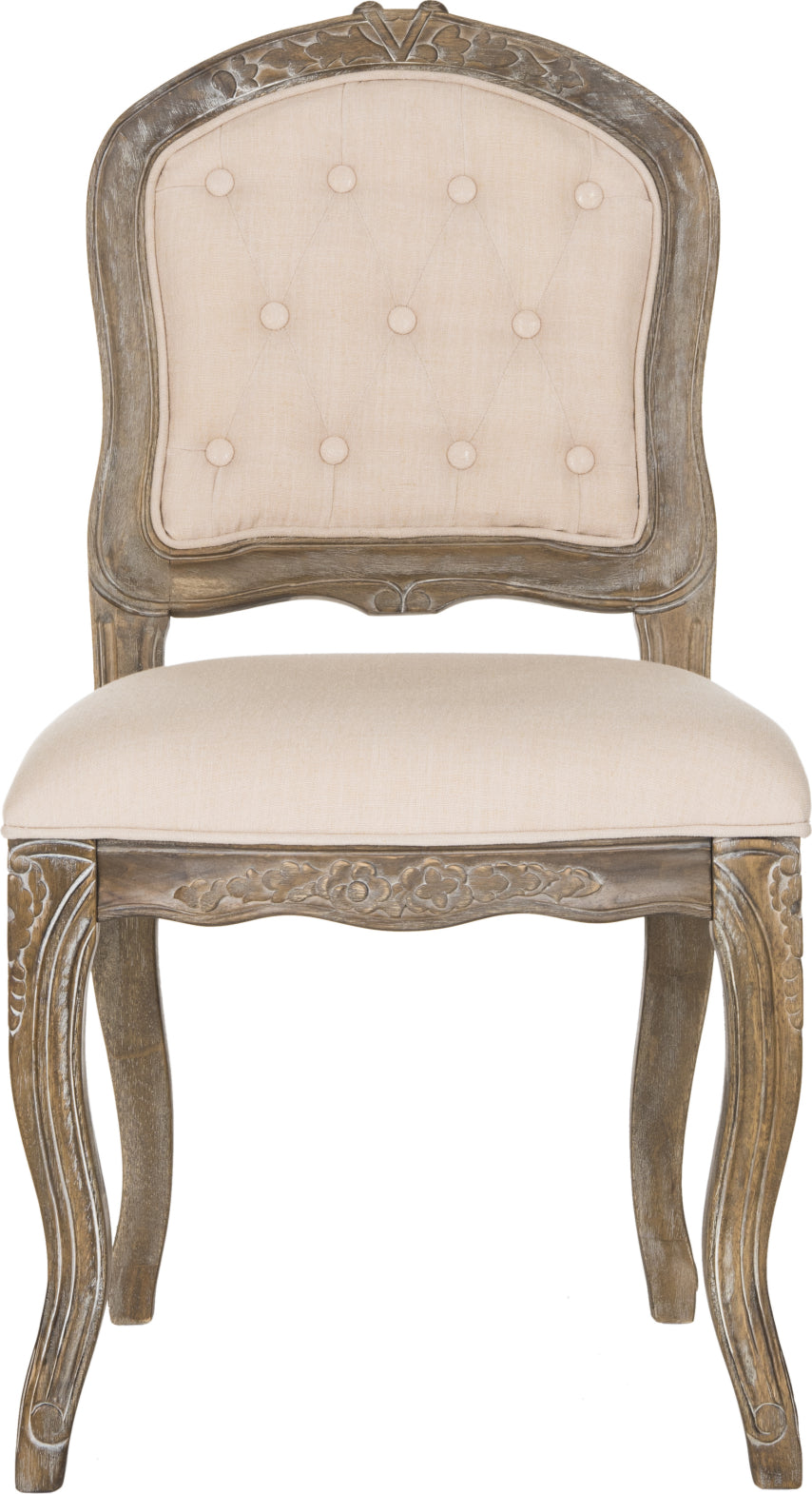 Safavieh Eloise 20''H French Leg Dining Chair Beige and Rustic Oak Furniture main image