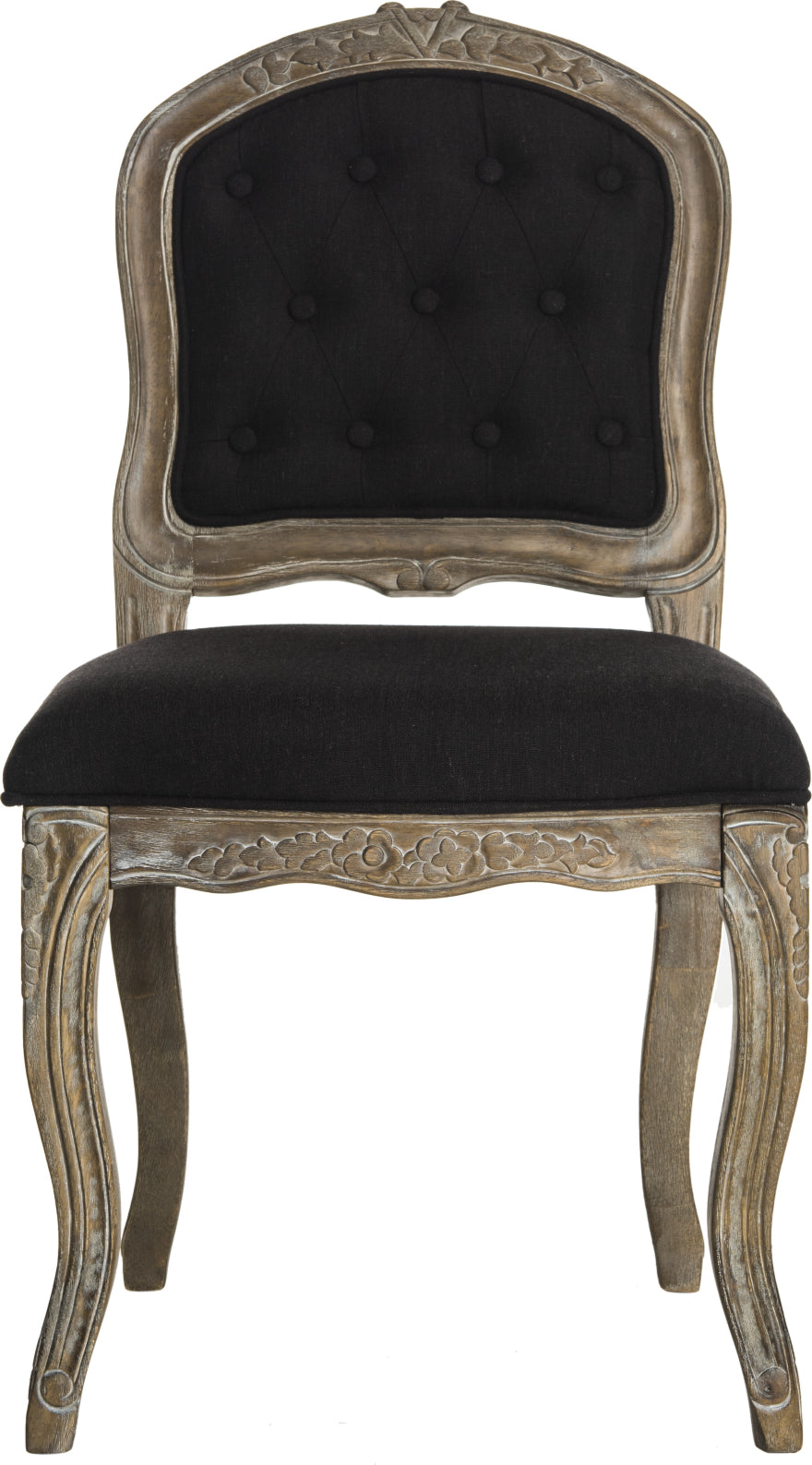 Safavieh Eloise 20''H French Leg Dining Chair Black and Rustic Oak Furniture main image