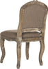 Safavieh Eloise 20''H French Leg Dining Chair Dark Brown and Rustic Oak Furniture 