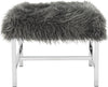 Safavieh Horace Faux Sheepskin Square Bench Grey Furniture 