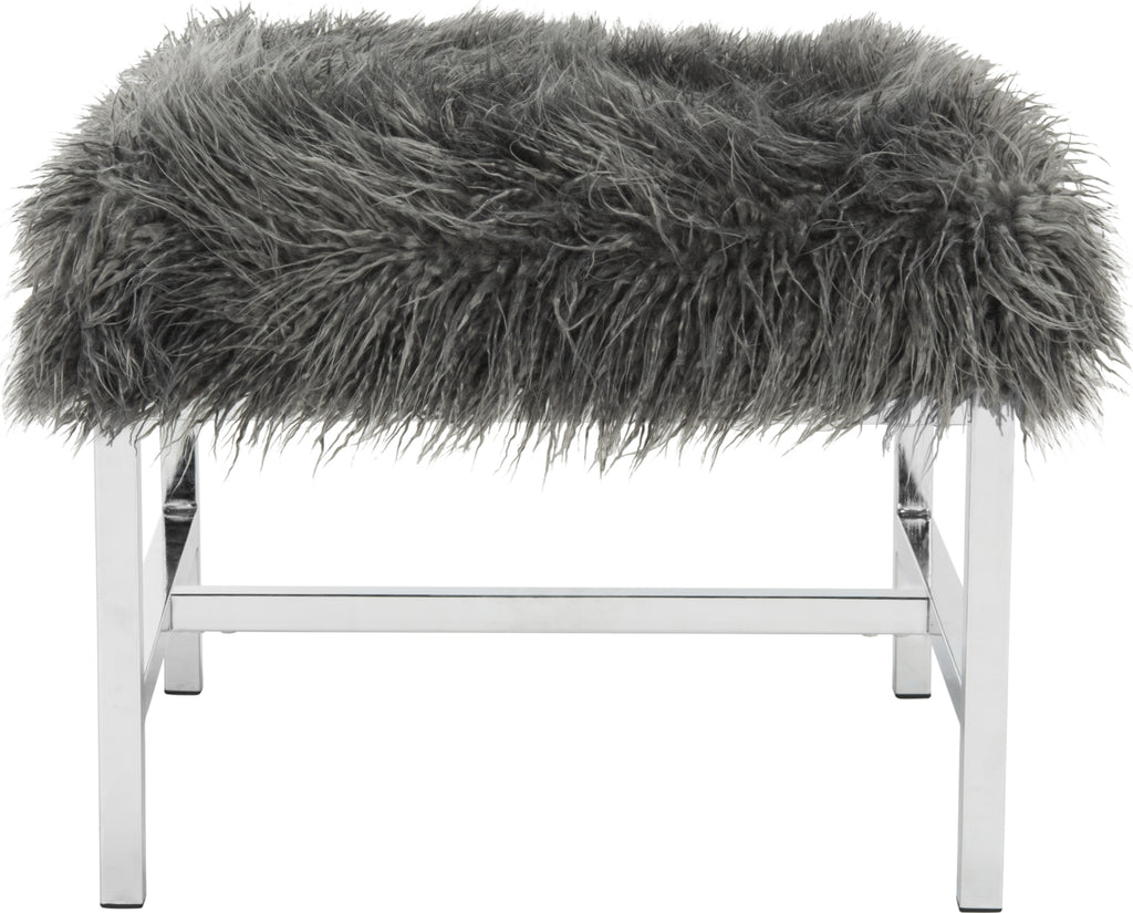 Safavieh Horace Faux Sheepskin Square Bench Grey Furniture main image