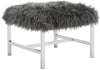 Safavieh Horace Faux Sheepskin Square Bench Grey Furniture 