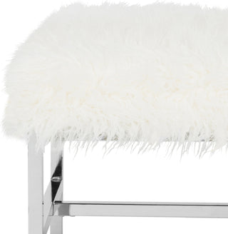 Safavieh Horace Faux Sheepskin Square Bench White Furniture 