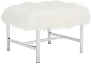 Safavieh Horace Faux Sheepskin Square Bench White Furniture 