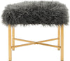 Safavieh Horace Faux Sheepskin X-Square Bench Grey Furniture 