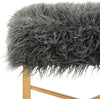 Safavieh Horace Faux Sheepskin X-Square Bench Grey Furniture 