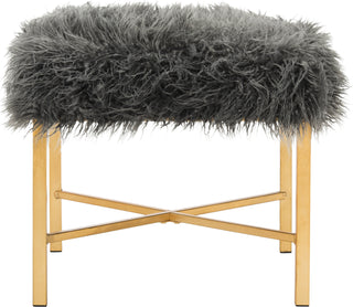 Safavieh Horace Faux Sheepskin X-Square Bench Grey Furniture main image