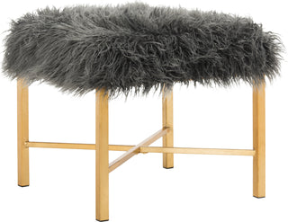 Safavieh Horace Faux Sheepskin X-Square Bench Grey Furniture 