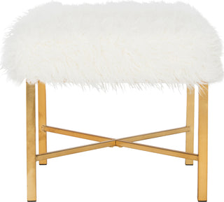 Safavieh Horace Faux Sheepskin X-Square Bench White Furniture 