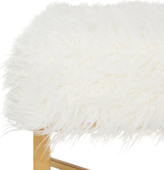 Safavieh Horace Faux Sheepskin X-Square Bench White Furniture 