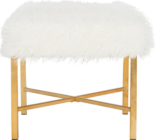 Safavieh Horace Faux Sheepskin X-Square Bench White Furniture main image