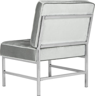 Safavieh Ansel Modern Tufted Linen Chrome Accent Chair Light Grey Furniture 