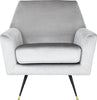 Safavieh Nynette Velvet Retro Mid Century Accent Chair Light Grey Furniture main image