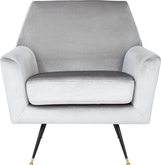 Safavieh Nynette Velvet Retro Mid Century Accent Chair Light Grey Furniture main image