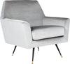 Safavieh Nynette Velvet Retro Mid Century Accent Chair Light Grey Furniture 