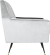 Safavieh Nynette Velvet Retro Mid Century Accent Chair Light Grey Furniture 