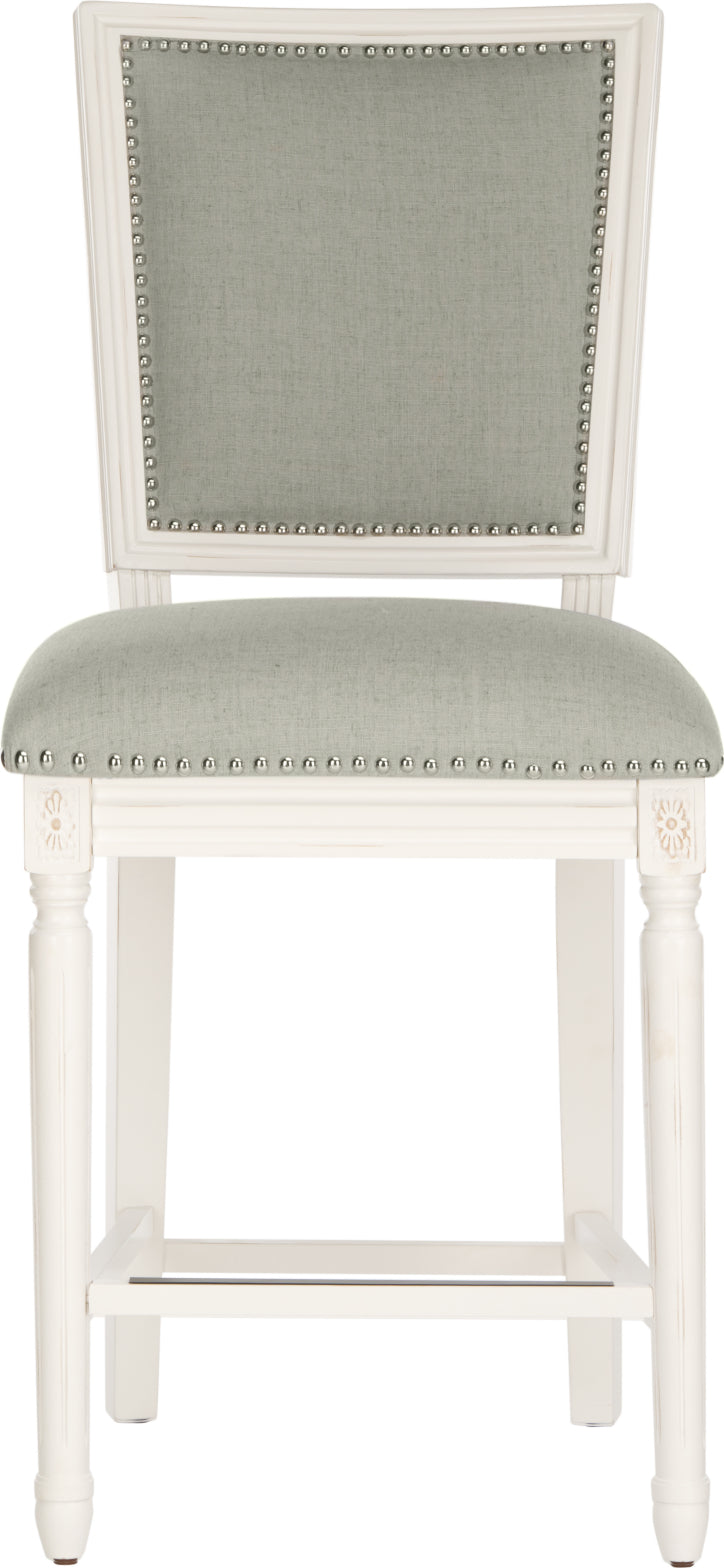 Safavieh Buchanan Rectangle Counter Stool Light Grey and Cream Distressed White Furniture main image