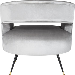 Safavieh Manet Velvet Retro Mid Century Accent Chair Light Grey Furniture 