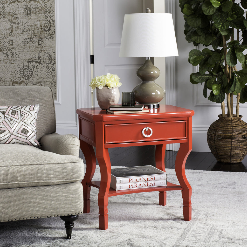 Safavieh Alaia One Drawer Night Stand Red  Feature