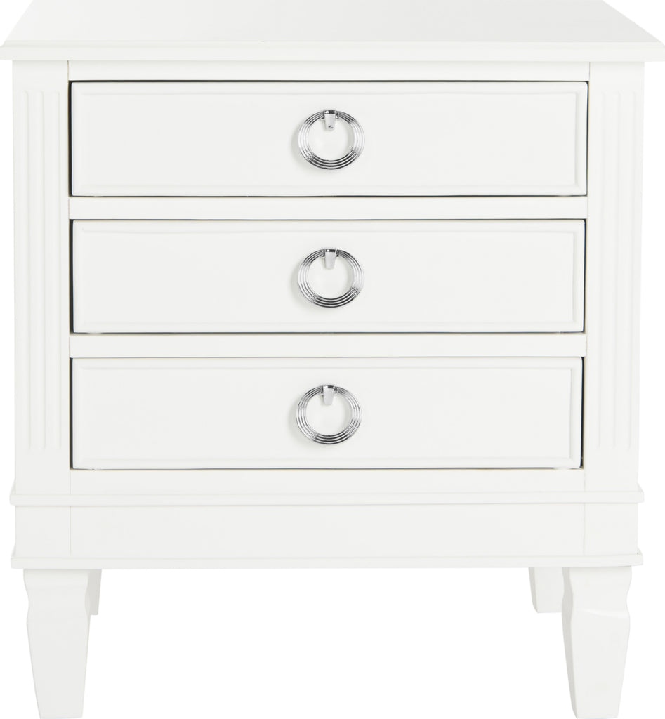 Safavieh Kira Three Drawer Night Stand White Furniture main image