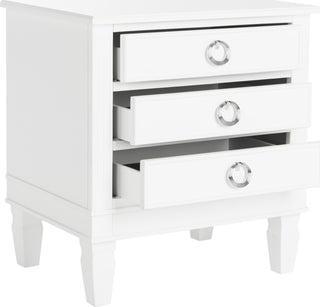 Safavieh Kira Three Drawer Night Stand White Furniture 